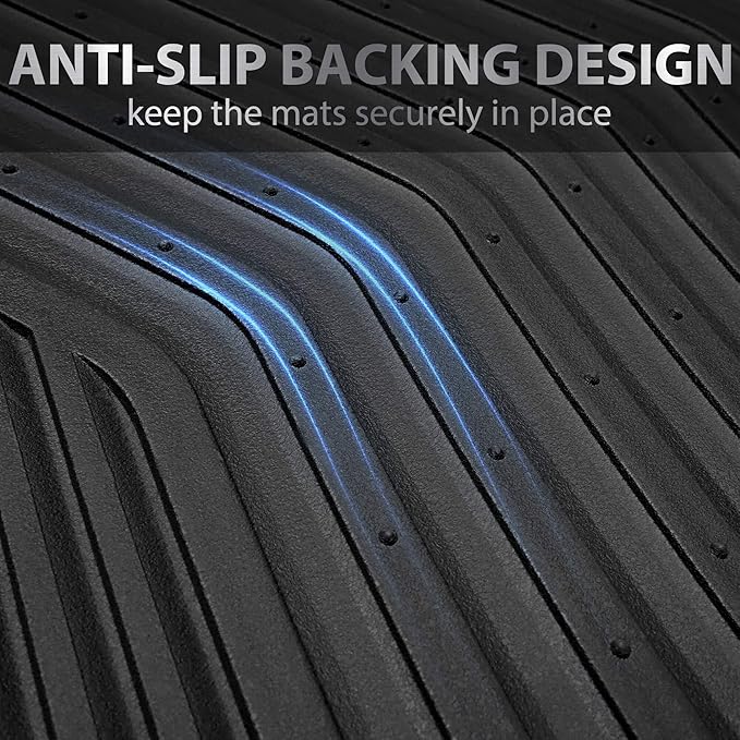 CAR PASS Rubber Car Mats, Waterproof Car Floor Mats All Weather,Car Mat Full Set 4 Pieces, Automotive Floor Mat Trim to Fit for Cars Sedans SUVs Trucks, Anti-Slip Easy Clean, All Black
