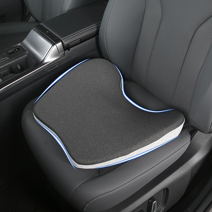 2 in 1 Car Seat Cushions or Lumbar Support Pillow for Driving, Memory Foam Truck Seat Pad for Office Chair, Sciatica & Lower Back Pain Relief, Grey