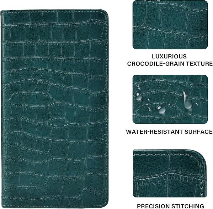 Car Registration and Insurance Holder, Teal Green Vehicle Glove Box Car Organizer with Magnetic Closure for Documents, Cards, License Car Organization, 1 Pack