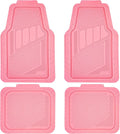 CAR PASS Heavy Duty Rubber Floor Mats 4-Piece,Pink Car Mats Full Sets Anti-Slip,Waterproof Universal Trim-to-Fit for Car SUV Truck, Durable All Weather Automotive Car Mats for Women,Girly(All Pink)