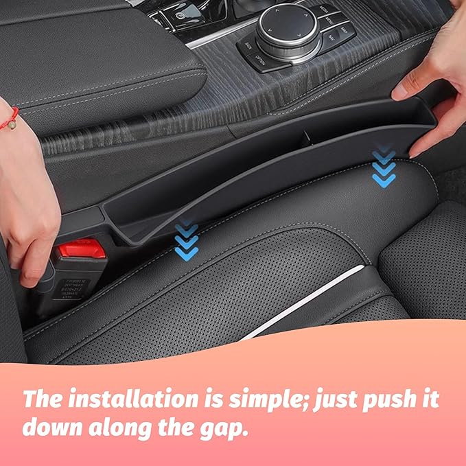2PCS Car Seat Gap Filler, Anti-Drop Vehicle Console Crevice Blocker with 2 Storage Areas, Seat Side Seam Organizer Plug from Droping, Universal Automotive Interior Accessories(Red)