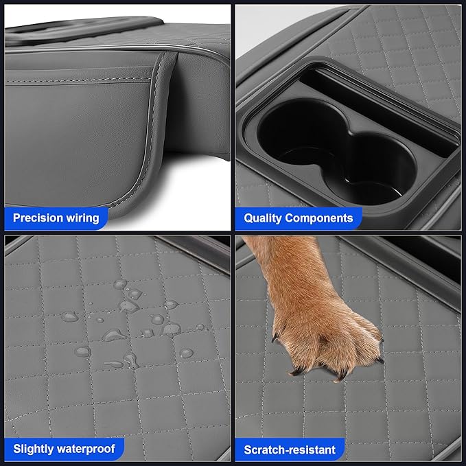 NUWQICD Center Console Cover Leather Armrest Cover Fit for Nissan Altima 1993-2025 Middle Console Cushion with Storage Box&Cup Holder & Phone Slot(Grey)
