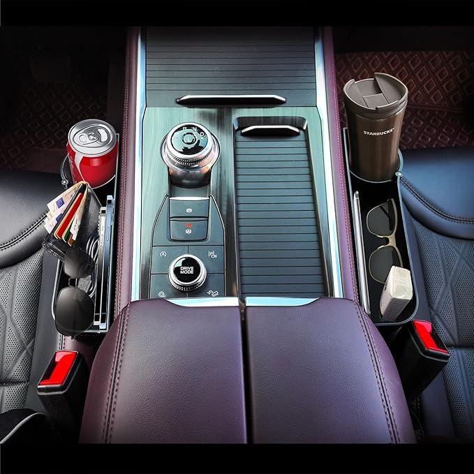 BAILISI Car seat gap filler organizer,multifunctional car seat organizer,Adjustable Cup Holder car console side storage box Holders phone, sunglasses,car accessories (Black style 3)