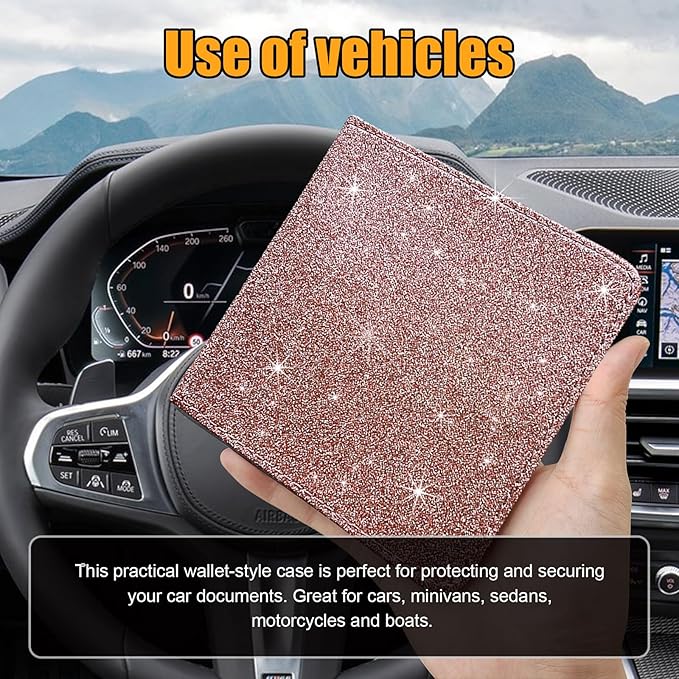 Kewucn Car Registration and Insurance Holder, Leather Auto Glove Box Organizer, Vehicle Compartment Accessories Case for Cards, Driver License & Essential Documents