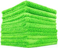 The Rag Company - Creature Edgeless Auto Detailing Towels (10-Pack) Professional 70/30 Blend, Dual-Pile Plush Microfiber, Buffing & Polishing, 420gsm, 16in x 16in, Lime Green