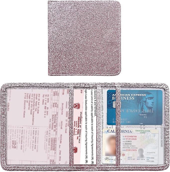 Kewucn Car Registration and Insurance Holder, Leather Auto Glove Box Organizer, Vehicle Compartment Accessories Case for Cards, Driver License & Essential Documents