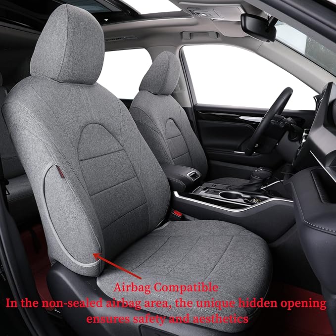 coverdream Grand Highlander Seat Covers for 2024 2025 2026 Toyota Grand Highlander SUV,2nd Row 40/60 Split,Fully Covered,UV Resistant Polyester Car Seat Protector(Full Set,Grey)