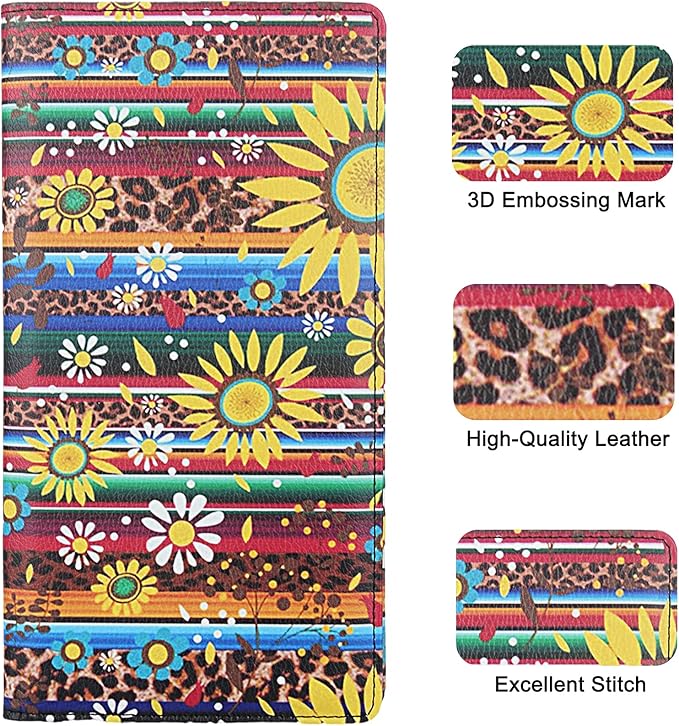 LumiMokki Premium Car Registration & Insurance Card Holder with Magnetic Shut, Vehicle Glove Box Car Organizer - For Documents, Cards, License (Sunflower A)