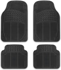 NASCAR Premium Car Floor Mats - 4-Piece Set | Heavy Duty All-Weather Rubber | Universal Trim-to-Fit for Cars, Trucks & SUVs | Traps Dirt, Snow & Water | Black Floor Mats
