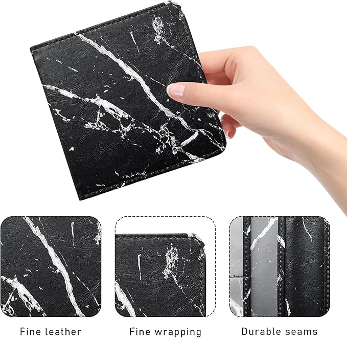 Ziciner Car Registration and Insurance Holder, Auto Card Document Glove Box Organizer with Magnetic Closure, Universal Vehicle Interior Accessories for Cars SUVs (Marble Black-Small)