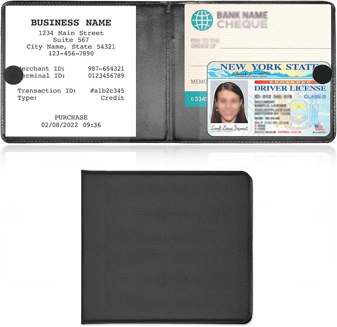 Kewucn 1 PC Car Registration Insurance Holder, Essential Auto Card Glove Box Organizer, Vehicle Interior Accessories Perfect for Most Car, Truck, SUV (10.55''×4.8'', Black)