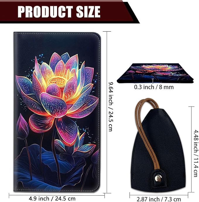 Yuxcfhjfe Car Registration Holder, PU Leather Vehicle Glove Box Organizer for Driver License, Document, Car Insurance Holder with Magnetic Shut, Auto Paperwork Wallet Case Accessories, Colorful Lotus
