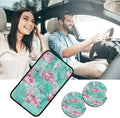 Car Armrest Cover Pads Universal Fashion Cute Auto Center Console Armrest Cover Pad with 2PCS Car Coasters Soft Waterproof Car Armrest Seat Protector for Women, Watercolor Pink Lotus