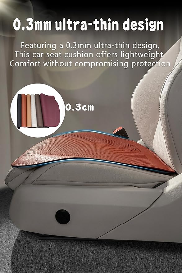 ontto 3 PCS Car Seat Bottom Cushions Front and Rear Seat Pads Universal Auto Seat Pads with Buckle Fixing,Breathable Seat Cushion Protector Fit Four Seasons,Light Brown