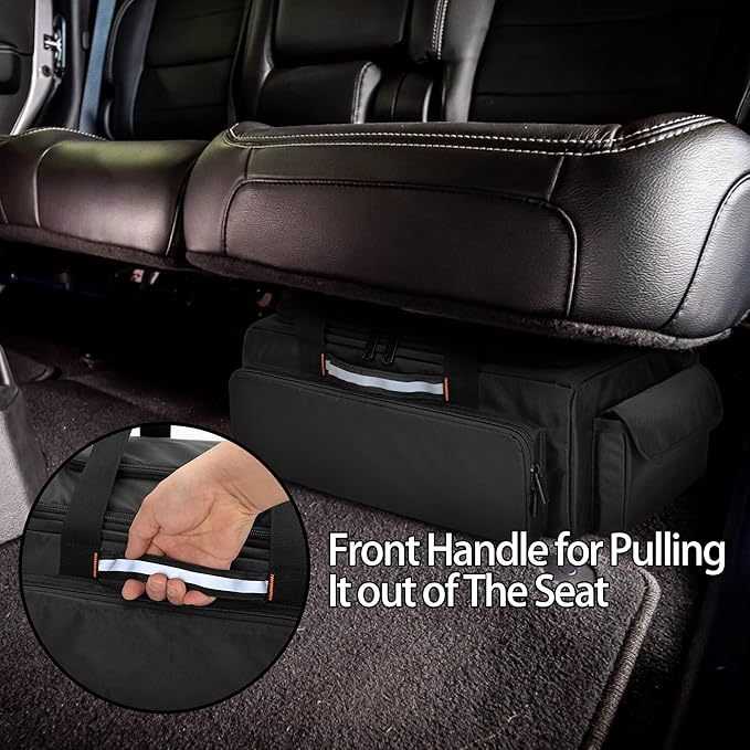 samdew Under Seat Storage Bag, Truck Organizer Backseat for SuperCrew & Crew Cab, Rear Seat Storage Case for Trucks Compatible with F150, Underseat Tool Box with Multiple Pockets, Bag Only
