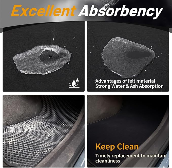 WILLBOND 10 Pcs Self-Adhesive Disposable Car Floor Mats, 15.7"x19.6" Black Felt with Adhesive Backing, 1mm Thick, Universal Match Floor Protectors for Car Detailing, Wash, SUV & Truck Detailing