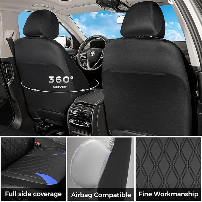 FLORICH Car Seat Covers Full Set, Leather Seat Covers for Cars, Car Seat Protector Waterproof, Universal Automotive Seat Covers Breathable, Front and Rear Car Seat Cover Fit for Most Sedans SUV Truck
