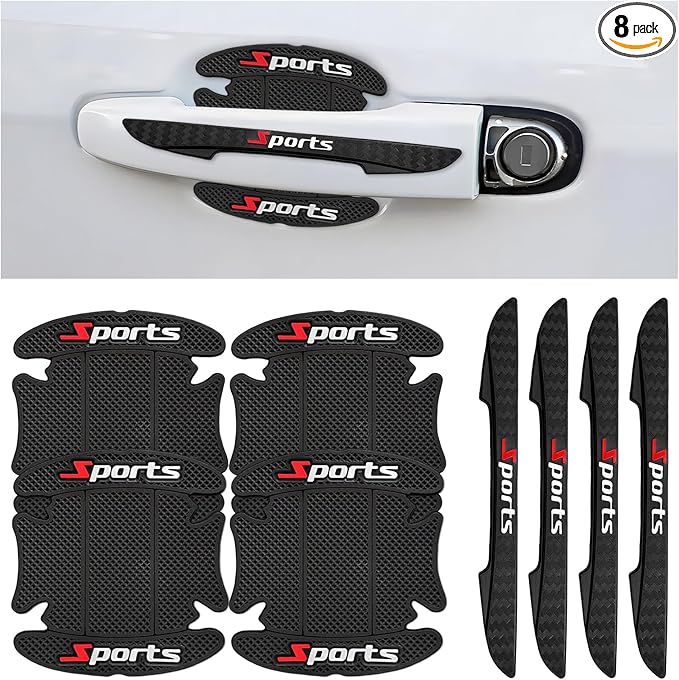 8PCS Car Door Handle Protector, Sports Car Door Cup Scratch Protector Handle Bowl Sticker, Non-Marking Self Adhesive Paint Guard Protective Film for Vehicle Doors Handles