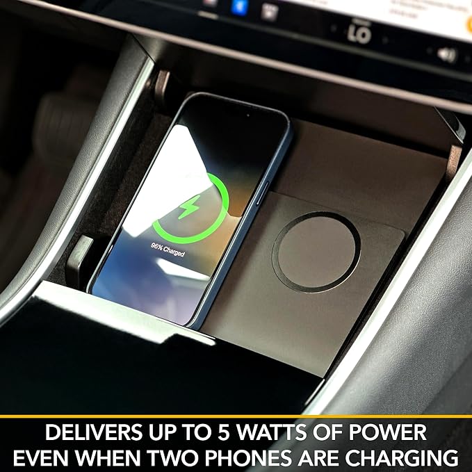 TWRAPS Dual Wireless Phone Charger for 2017-2020 Tesla Model 3 and Tesla Model Y, 1st Gen Center Console Charging Pad -Works with iPhone 17 Pro Max and iPhone & Android Phones with MagSafe Cases