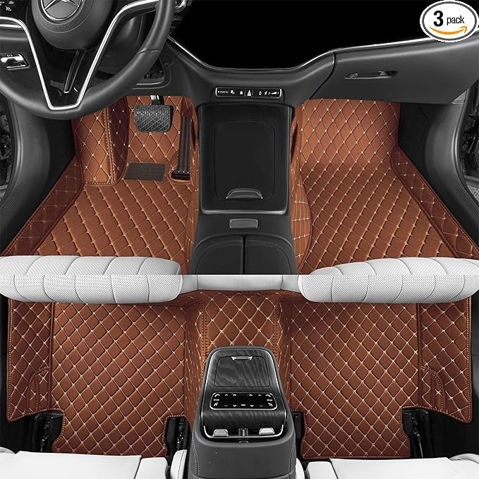 Floor Mats for Cars, All-Weather Mats, Waterproof Trim-to Fit Automotive Floor Mats for 99.9% Cars Sedan Trucks SUV, Custom Floor Liner Car Accessories (Light Brown)