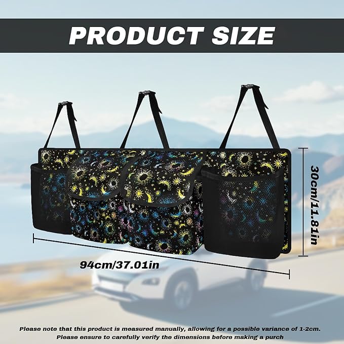 CLOHOMIN Multicolor Patterned Car Trunk Organizer, Fashion Car Accessory, Easy to Install, Washable, Car Backseat Storage Bag, Auto Sedan SUV