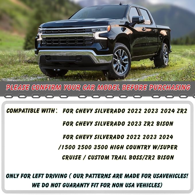 Non-Slip Dash Cover Mat Sunshield Protector Pad Compatible with Chevy Chevrolet Silverado 2022-2024 2025/ for GMC Sierra 1500 / Sierra 2500HD / 3500HD 2024 2025 Dashboard Cover (Black Trim)