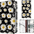 BAUCIWLD Premium Car Registration and Insurance Card Holder, Cute PU Leather Car Document Holder, Vehicle Glove Box Car Organizer with Magnetic Closure for Driver License, Cards White Daisy
