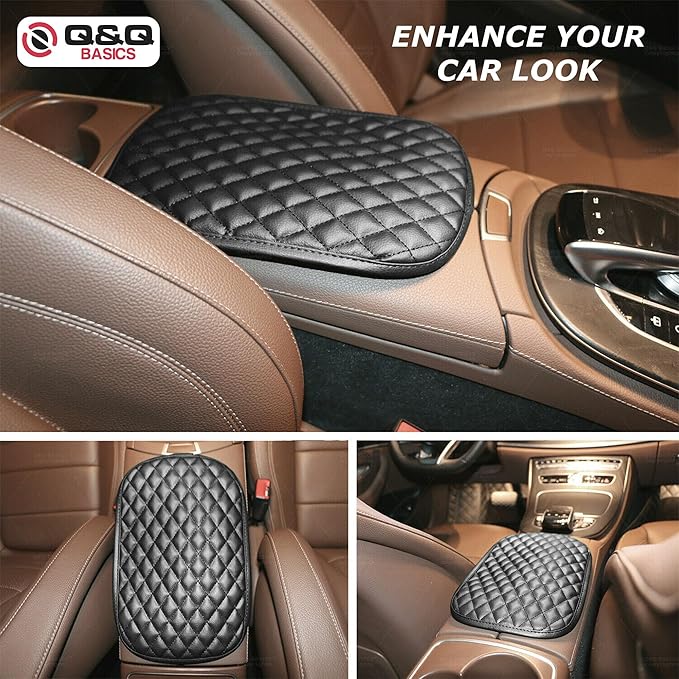 Q&Q Basics Universal Car Center Console Cover: Upgrade Your Ride with Our Sleek PU Leather Middle Console Cover Pad Protector. Durable, and Easy to Install Car Armrest Cover Armrest Cushion Cover.