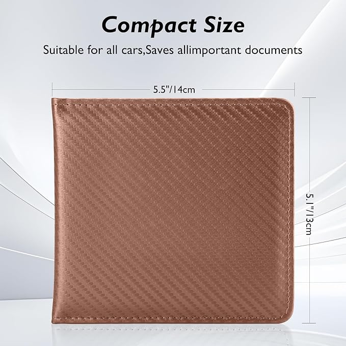 Tavonis Car Registration and Insurance Card Holder，Small Glove Box Organizer for Men and Women，Car and Truck Driver License, Documents, Card Storage Accessories，Brown