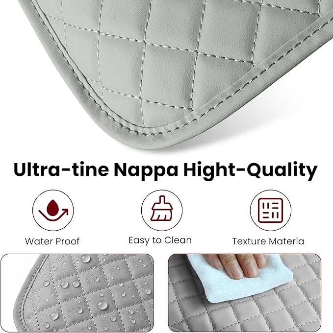 Car Middle Center Console Cover with 2 Storage,Microfiber Nappa Leather Gray Car Armrest Cover Cushion with 2 Bags,Universal Car Armrest Storage Box Car Interior Accessories for Most Vehicles