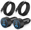 iPhone 17e/17/17 Pro Max Car Charger Fast Charging, 2-Pack 67W 3-Port Fast USB C Car Charger Adapter Cigarette Lighter with 3FT Type C Cable Cord for iPhone 17e/17/17 Pro Max/16/15 Pro Max/Plus, iPad