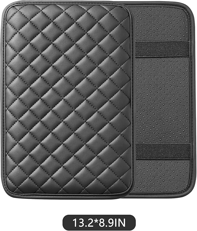 HighnessHwoo Car Armrest Covers, Vehicle Center Console Cover, Middle Storage Organizer Pads, Dog & Cat Paws Protetor, Nappa Leather, Waterproof, Anti-Slip, Auto Interior Accessories, Black, Size M