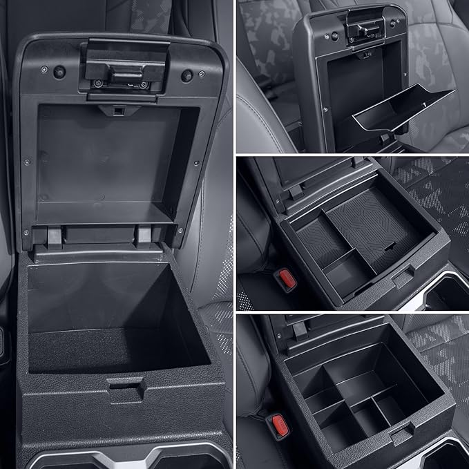 FUJIYOUPIN Center Console Divider Organizer for 2024 2025 Toyota Tacoma 4th Gen Accessories Interior Secondary Storage Insert Armrest Hidden Secret Middle Console Storage Box Tray Coin Holder