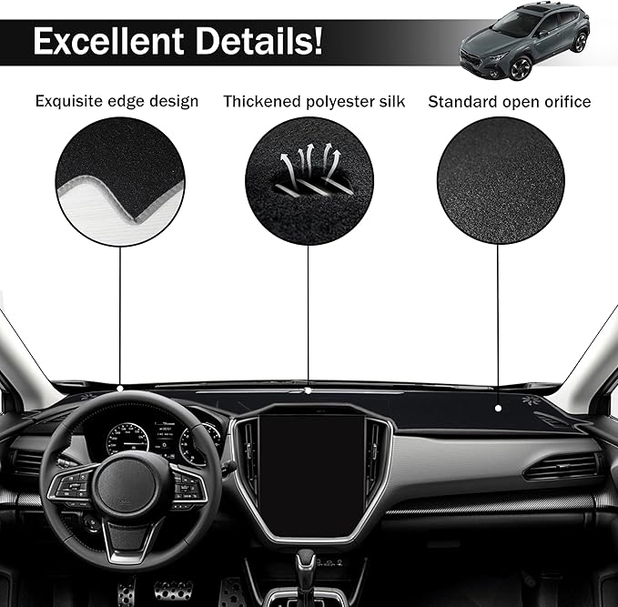 SENSHINE Dash Cover for Crosstrek 2026 2025 2024 Dashboard Cover Mat Center Console Carpet Protector Sunshield Pad Non Slip No Glare Dash Board Cover Custom Fit Interior Accessories, Gray Trim