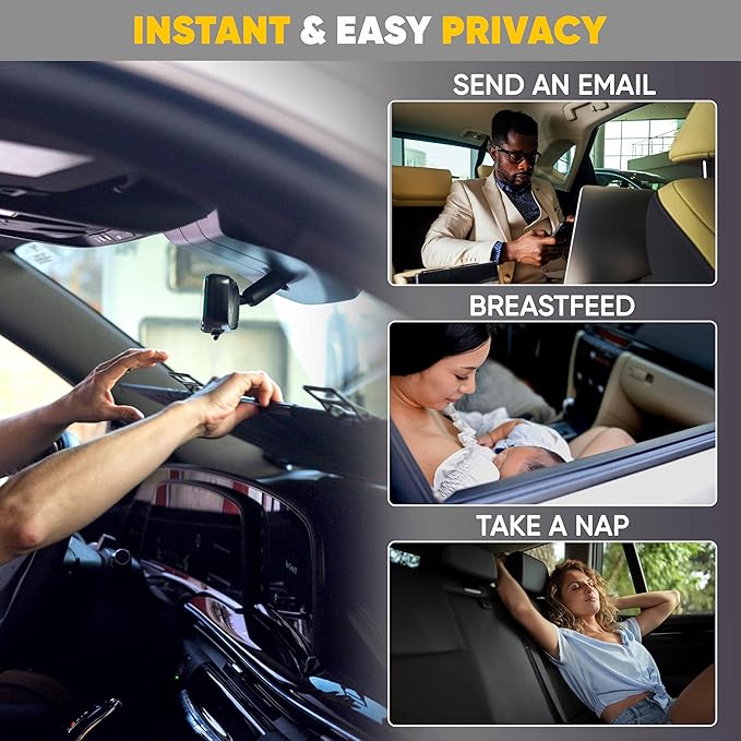 Lazy Shade Retractable Windshield Sun Shade, Small (Fits 55.25" - 57.25" Dash Width) – Semi-Permanent Front Window Visor Blocks UV & Heat, Airbag Safe Auto Sunshade