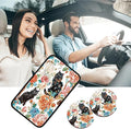 Car Armrest Cover Pads Universal Fashion Cute Auto Center Console Armrest Cover Pad with 2PCS Car Coasters Soft Waterproof Car Armrest Seat Protector for Women, Three Cats Penoy