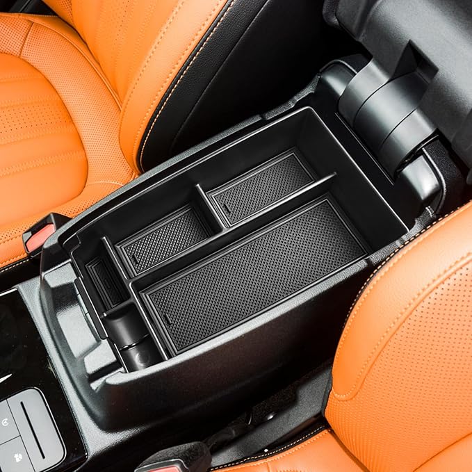 Center Console Organizer Compatible with Ford Escape 2020-2026/Bronco Sport 2021-2025 Accessories, Insert Armrest Box Secondary Storage Tray Black ABS Materials (Not for U725 2-Door)
