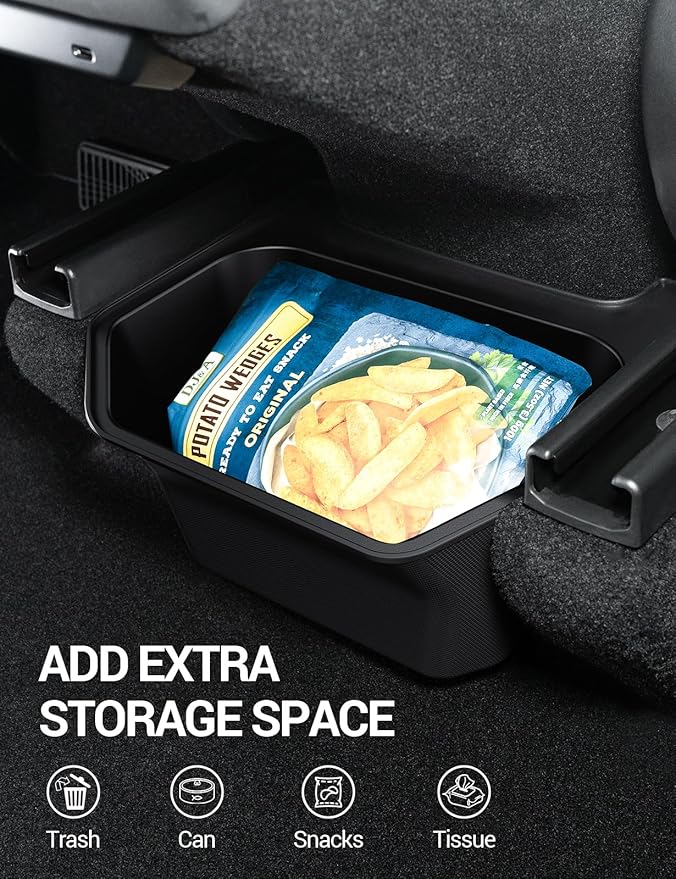 Motrobe 2026 Tesla Model Y Juniper Trash Can Rear Center Console Organizer Backseat Storage Box with Anti-Slip Lid Garbage Can Model Y Juniper Accessories(Standard/Premium/Performance 2025/2026)