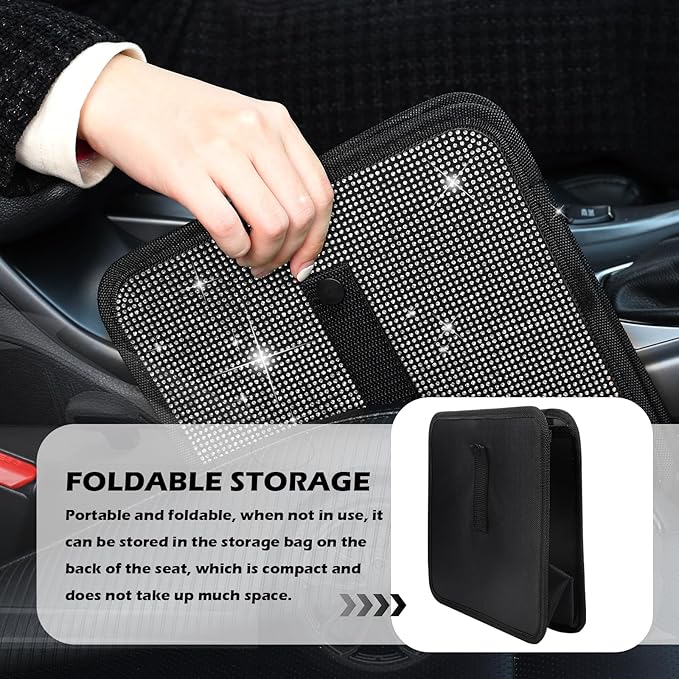 Bling Car Trash Can with Rhinestone,Foldable Car Garbage Can for In-Vehicle Waste Disposal,Multipurpose Hanging Back Seat Organizer & Decorations Fit for Most Cars Trucks