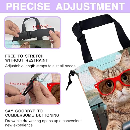 Car Trash Bag Cat Driving Car Car Garbage Bag Waterproof Car Trash Can for Back Seat with Adjustable Straps and Drawstring, Foldable Car Trash Bin for Car Accessories Vehicle Travelling Camping