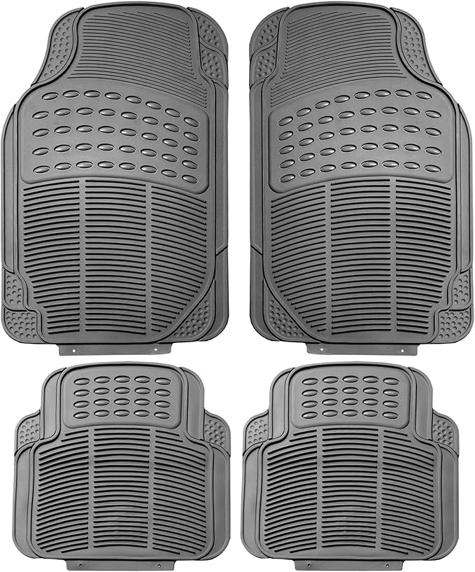 TLH Rubber Trimmable Car Floor Mats Universal Fit, Gray Color
