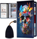 Car Registration Holder, Waterproof PU Leather Vehicle Card Document Glove Box Organizer, Women Interior Auto Accessories Case for Cards, Driver License Car Insurance Holder, Flower Butterfly Skull