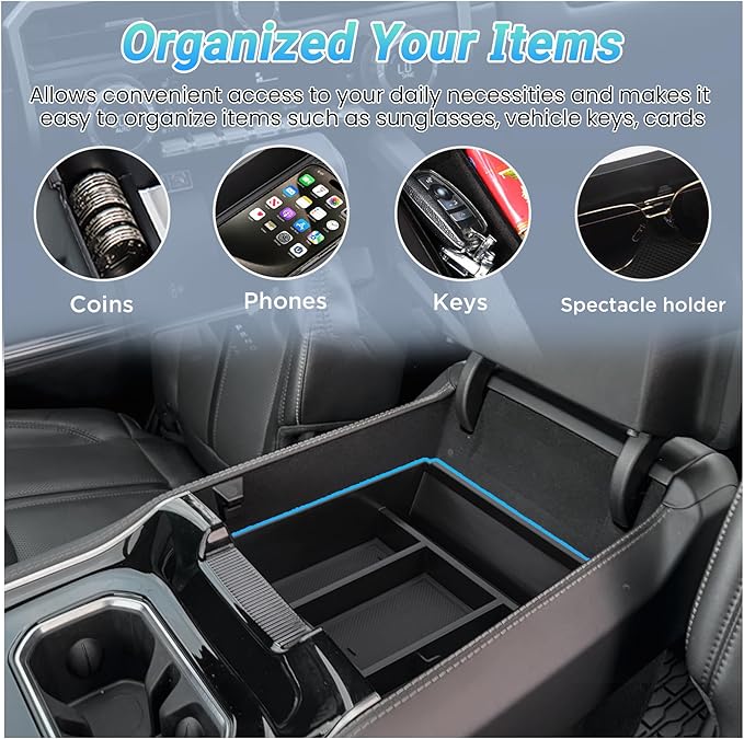 Sinminou Center Console Organizer Compatible with 2022-2025 Jeep Wagoneer/L, 2022-2025 Jeep Grand Wagoneer/L Accessories, Armrest Storage Box