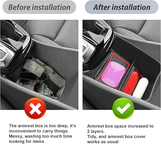 SKTU for 2024 2025 2026 Chevy Trax Center Console Organizer 2024 2025 2026 Trax Console Tray 2024 2025 2026 Chevy Trax Lower Console Tray 2024 2025 2026 Chevy Trax Accessories (Red)