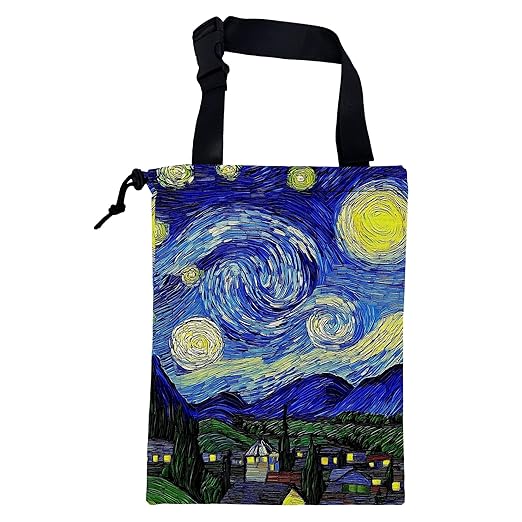 KXWQTRDD Car Trash Bag Abstract The Starry Night Leak-Proof Car Garbage Bag with Drawstring Foldable Canvas Trash Bin with Adjustable Buckle for Car Accessories