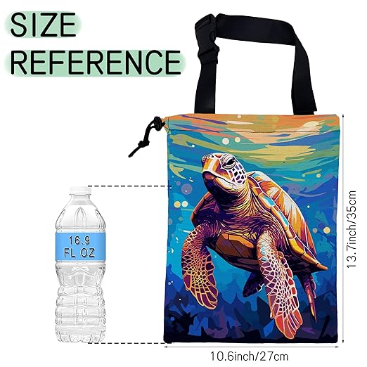 NHNXHWIA Pop Art Turtle Car Garbage Bag,Waterproof Small Car Trash Bag Hanging Back of Seat,Drawstring Hanging Car Trash Bag with Adjustable Buckle for Car Accessories