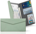 CoBak Leather Car Registration and Insurance Holder with Magnetic Compartment - Vehicle Glove Box Organizer for Driver License, Cards, Emergency Cash - Auto Truck Accessories Case, Sage Green