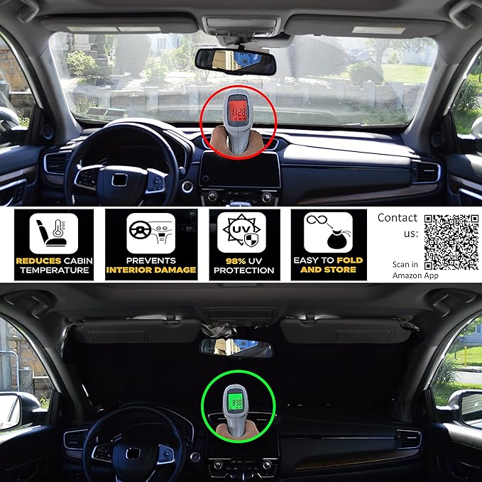 Automotive Windshield Sunshades with Storage Pouch by A1 Car Shield Sun Protector Shades for Windshield Sun Blocker Foldable XXL