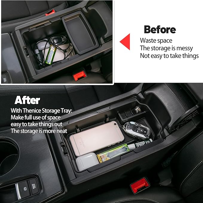 Thenice for 11th Gen Civic Armrest Storage Box Insert Tray Glove Box Organizer for Honda Civic 2022 2023 2024 2025 2026 with CVT