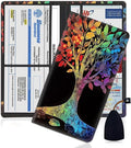 Car Document Holder with Magnetic Shut, Car Registration and Insurance Card Holder, Vehicle Glove Box Organizer Documents, Driver License, Auto Paperwork Organizer Wallet, Colorful Tree Pattern